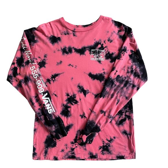 VANS Man I Need Vans Logo Print Tie Dyed Cotton Jersey T-Shirt Pink Size Medium - Picture 1 of 10